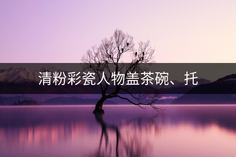 清粉彩瓷人物蓋茶碗、托