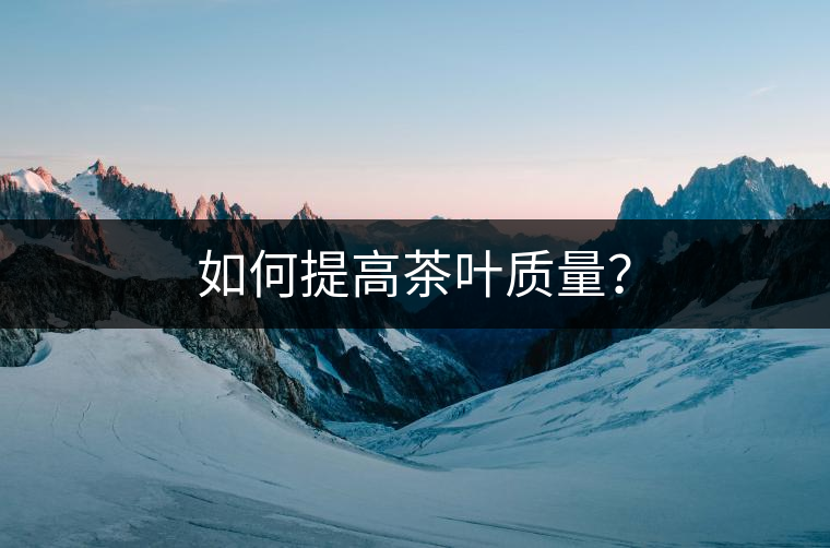 如何提高茶葉質(zhì)量？
