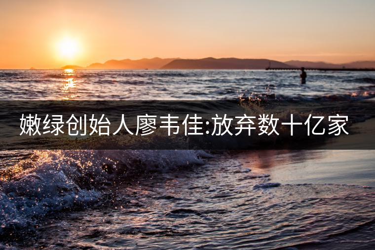 嫩綠創(chuàng)始人廖韋佳:放棄數(shù)十億家產(chǎn) 開時(shí)尚茶飲店