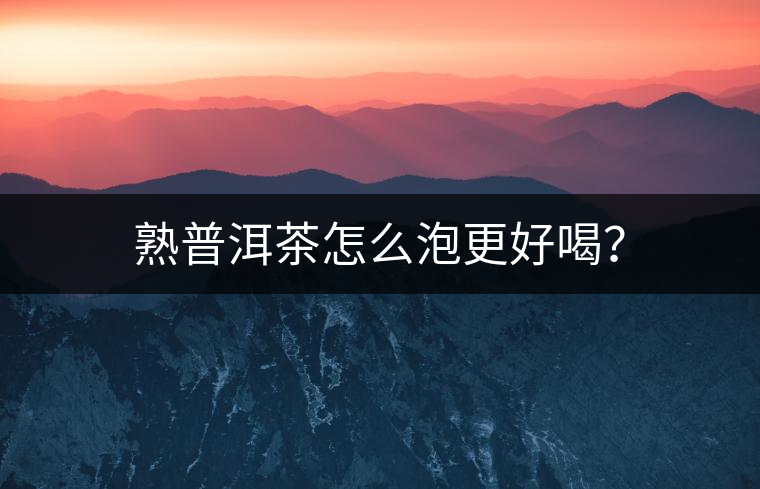熟普洱茶怎么泡更好喝？